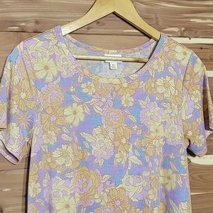 LuLaRoe Carly Dress, Size XS, Pink, Orange, Yellow, Purple, and Aqua Floral
